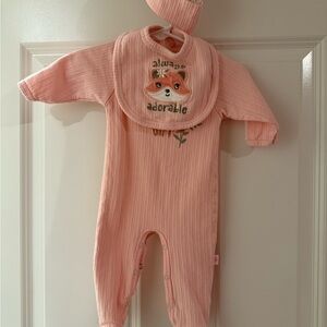 Adorable Pink Baby Footsie 3 Piece Set